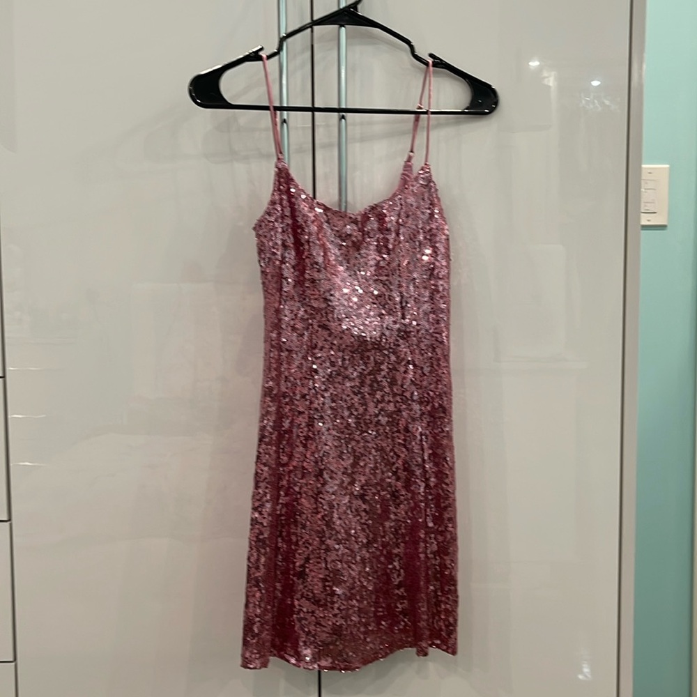 Urban Outfitters, pink sequin mini dress. Size small.